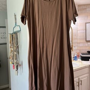 Brown Casual T-Shirt Dress